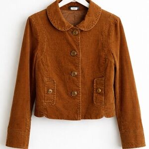 Vintage J.Crew Green Label Corduroy Cropped Jacket Blazer Brown Size 2 Y2K Vibes